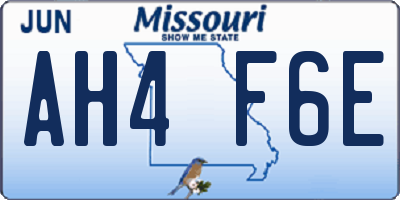 MO license plate AH4F6E