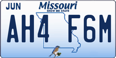 MO license plate AH4F6M