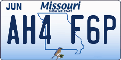 MO license plate AH4F6P