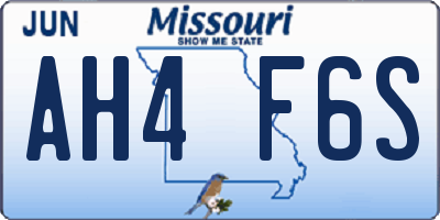 MO license plate AH4F6S