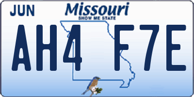 MO license plate AH4F7E