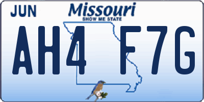 MO license plate AH4F7G
