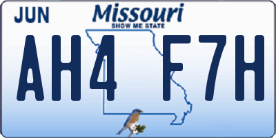 MO license plate AH4F7H