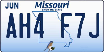 MO license plate AH4F7J