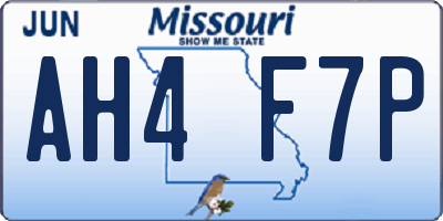 MO license plate AH4F7P