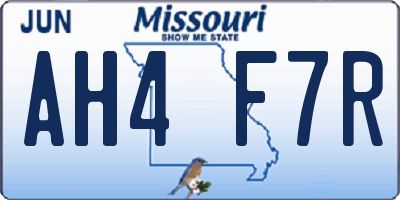 MO license plate AH4F7R