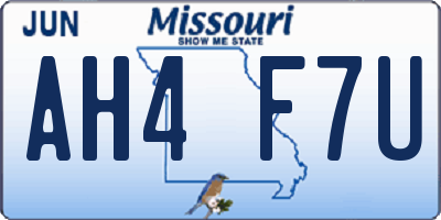 MO license plate AH4F7U