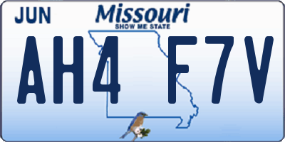 MO license plate AH4F7V