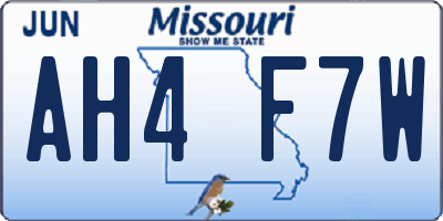 MO license plate AH4F7W