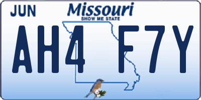 MO license plate AH4F7Y
