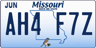 MO license plate AH4F7Z
