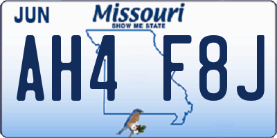 MO license plate AH4F8J