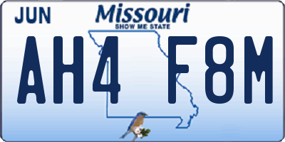 MO license plate AH4F8M