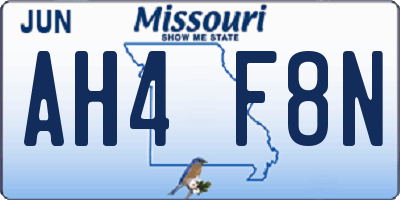 MO license plate AH4F8N
