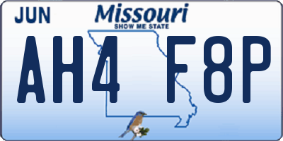 MO license plate AH4F8P