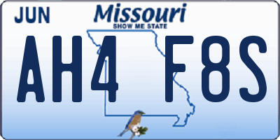 MO license plate AH4F8S