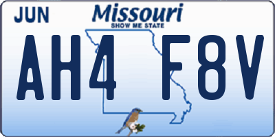 MO license plate AH4F8V