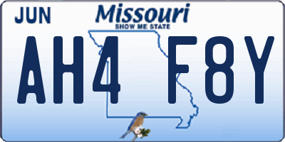 MO license plate AH4F8Y