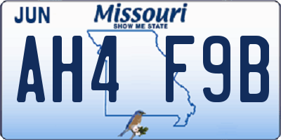 MO license plate AH4F9B
