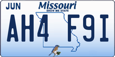MO license plate AH4F9I