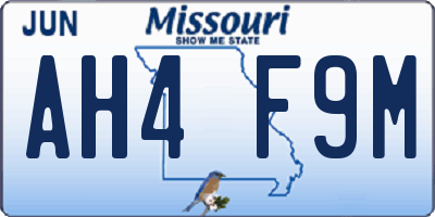 MO license plate AH4F9M