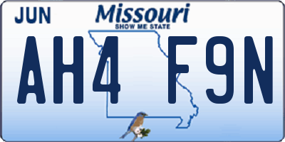 MO license plate AH4F9N