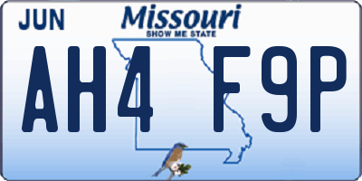 MO license plate AH4F9P
