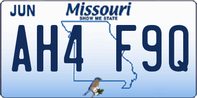 MO license plate AH4F9Q