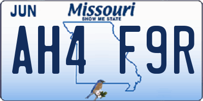 MO license plate AH4F9R