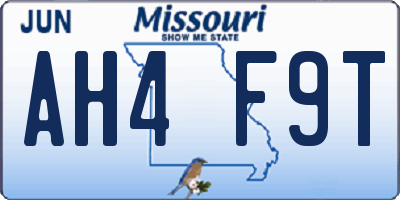 MO license plate AH4F9T
