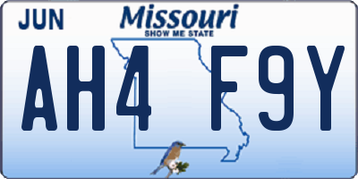 MO license plate AH4F9Y