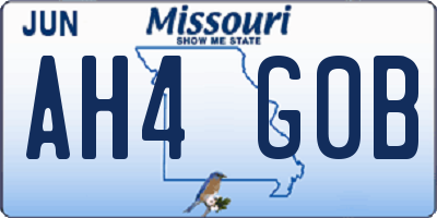 MO license plate AH4G0B