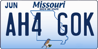 MO license plate AH4G0K