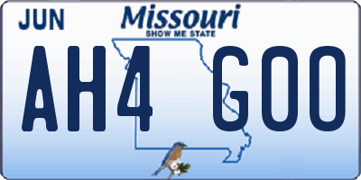 MO license plate AH4G0O
