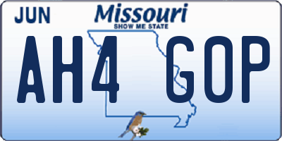 MO license plate AH4G0P
