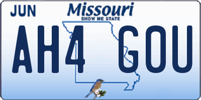 MO license plate AH4G0U