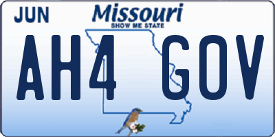 MO license plate AH4G0V