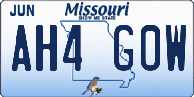 MO license plate AH4G0W