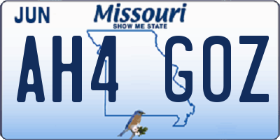 MO license plate AH4G0Z