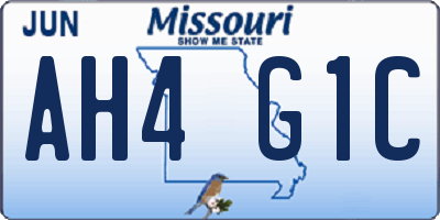 MO license plate AH4G1C