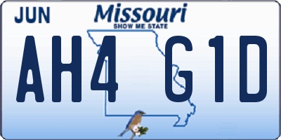 MO license plate AH4G1D