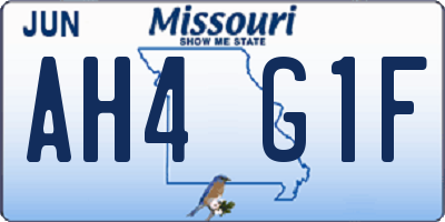 MO license plate AH4G1F