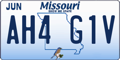 MO license plate AH4G1V