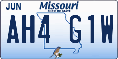 MO license plate AH4G1W