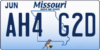 MO license plate AH4G2D