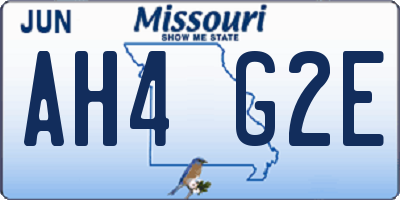 MO license plate AH4G2E