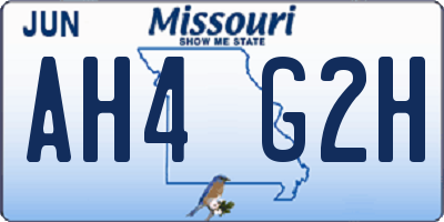 MO license plate AH4G2H