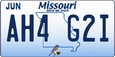 MO license plate AH4G2I