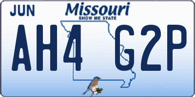 MO license plate AH4G2P