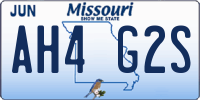 MO license plate AH4G2S